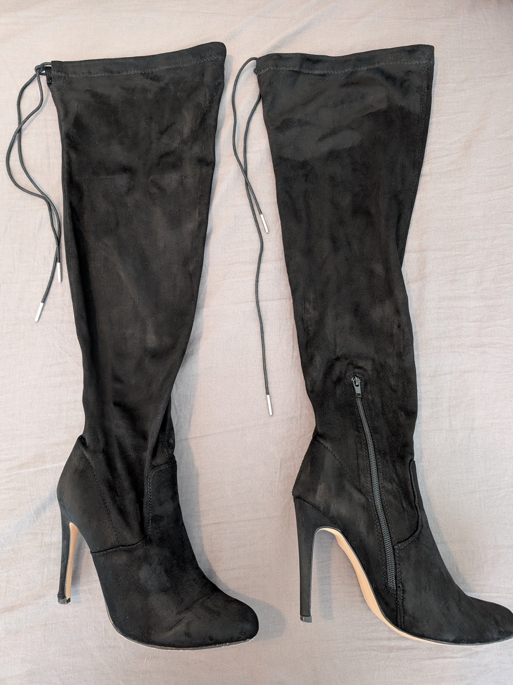 Black Over-the-Knee Stiletto Boots - Women